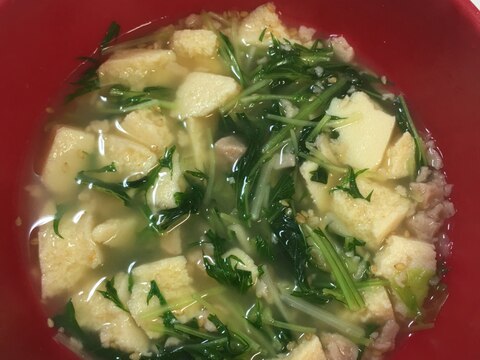 水菜と鳥そぼろ鍋⭐高野豆腐でダイエット食